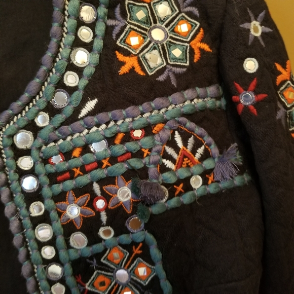 Vintage Temperance Navy Blue Quilted Jewelled Blazer, Size M - Picture 12 of 12